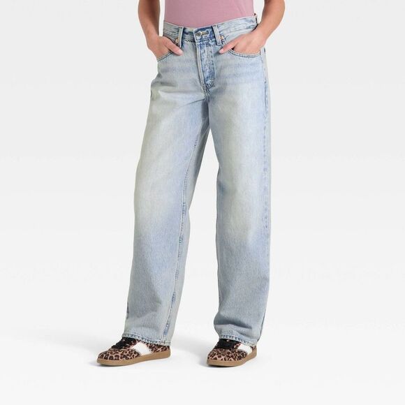 Universal Thread Pants - Universal Thread - Women's Mid-Rise 90's Baggy Jeans - Universal Thre Light Wash